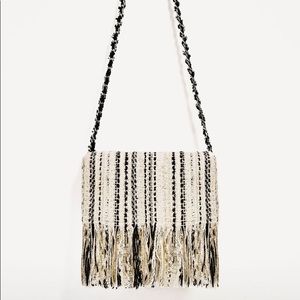 Zara Fringed Fabric Crossbody Bag